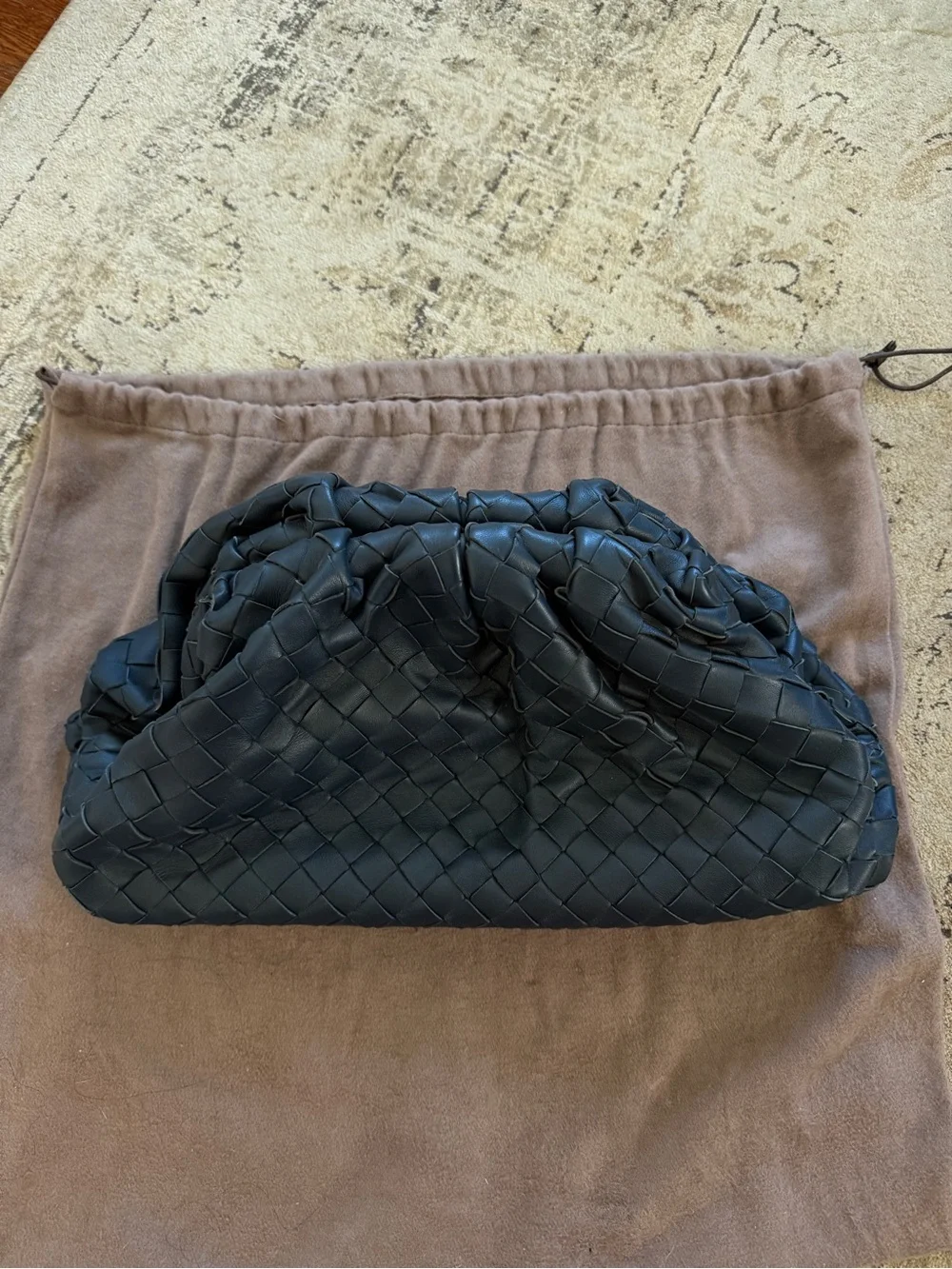 Bottega Veneta Navy Leather Pouch clutch
